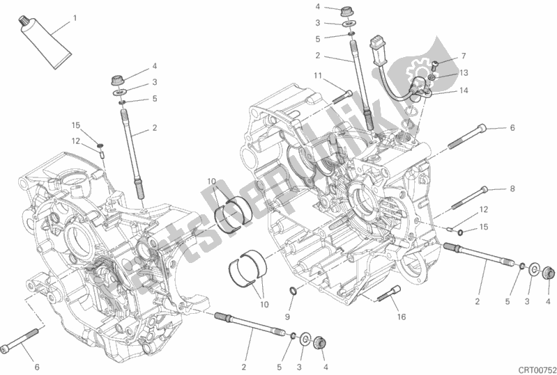 All parts for the 10a - Half-crankcases Pair of the Ducati Supersport USA 937 2017